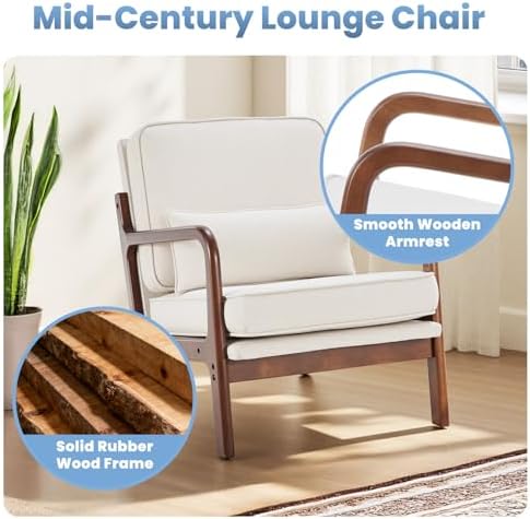 DUMOS Mid Century Accent Chairs Set of 2, 16'' Seat Height Lounge Chair