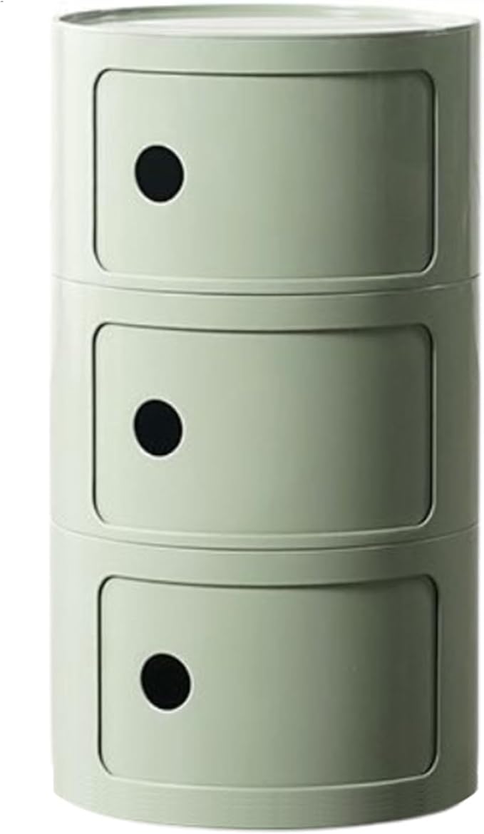 Round Nightstand with 3 Drawers, Modern Style Side Table, Multifunctional End...