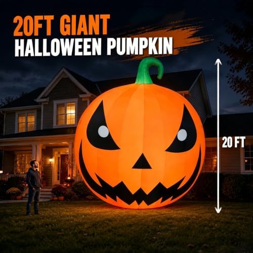 20FT Halloween Inflatables Pumpkin Decorations with 750W Air Blower