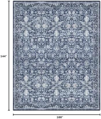 KILOCOCO Area Rug 9x12 ft Living Room Rug Washable Rugs Non Slip Rugs, Blue
