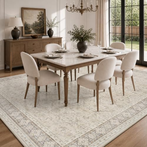 RESARE 5x7 Washable Area Rug Beige Vintage Distressed Rugs for Living Room