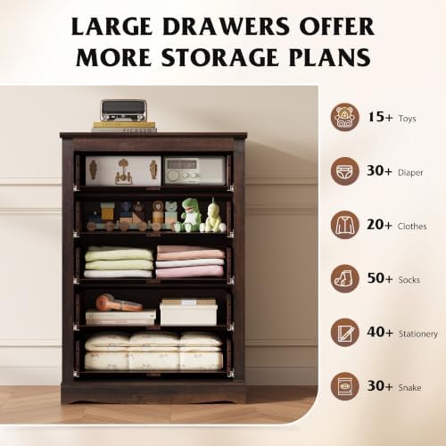 WLIVE 5 Drawer Dresser, 45" Tall Dresser for Bedroom with Exclusive Anti...