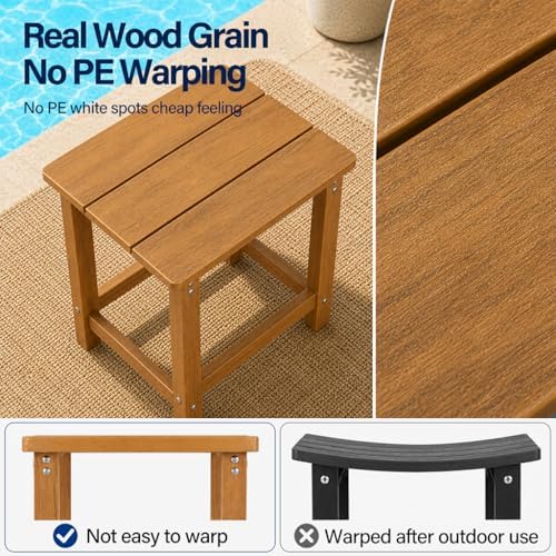 MXIMU Outdoor Side Table Set of 2, Adirondack Table, All Weather, Teak