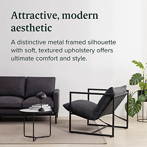 Zinus Aidan Sling Accent Chair, Metal Framed Armchair with Shredded Foam Cush...