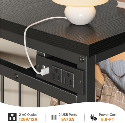 EnHomee 49.2" W Dresser with Hanging Rack & 6 Drawers, Grid Panel &a...