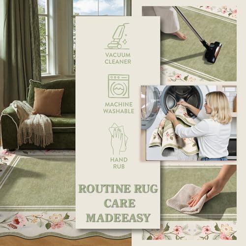 Lahome Green Scalloped Living Room Rug 8x10