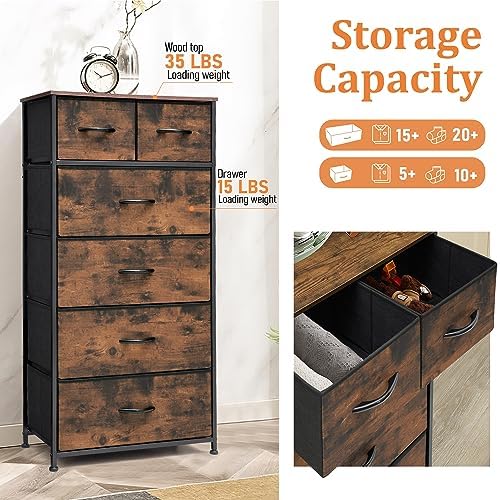 Tall Dresser for Bedroom, Fabric Storage Tower with 6 Drawers