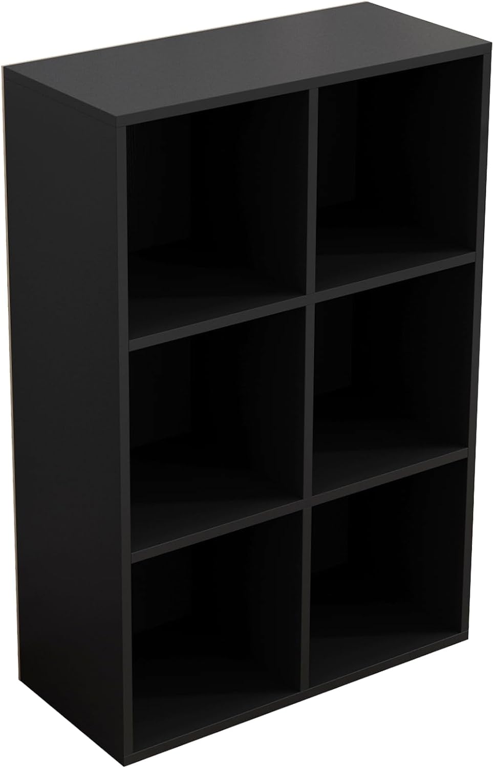 6-Cube Storage Shelf Bookcase - Wooden 3-Tier Floor Standing Open Bookshelf f...