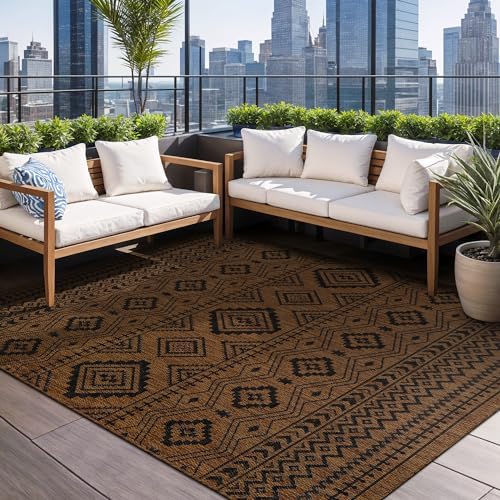 Beverly Rug Waikiki Boho Indoor Outdoor Rug 5x7, Washable Outside Carpet for ...