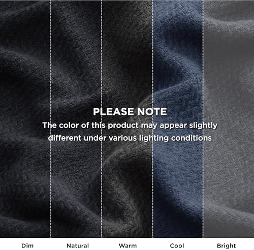 Bedsure 100% Cotton Blanket, Herringbone Weave, Queen Size, Black