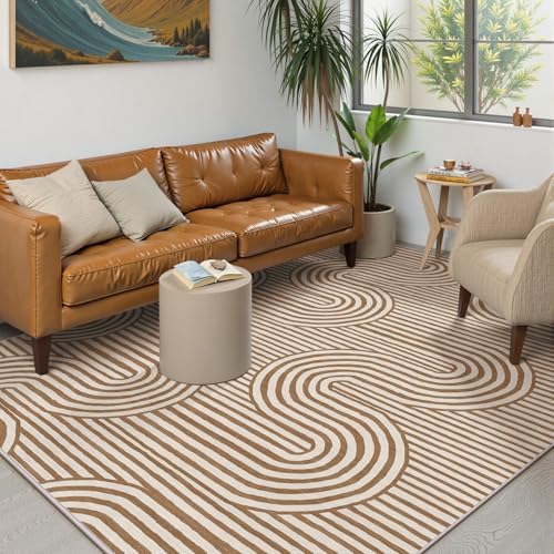 Lahome Khaki Modern Washable Area Rug 8x10, Play Mat for Living Room