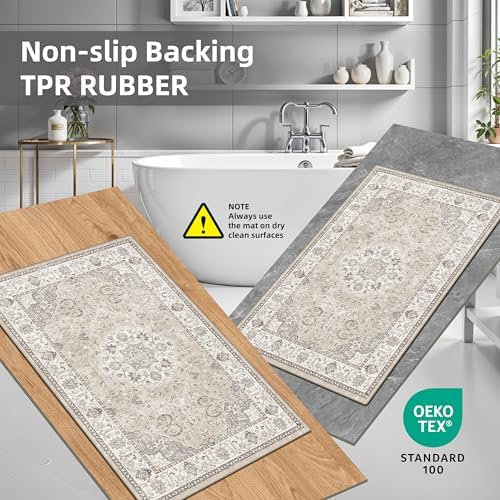 4 Pieces Kitchen Rug Set: Washable Water Resisitant Carpet for Sink Stove Are...