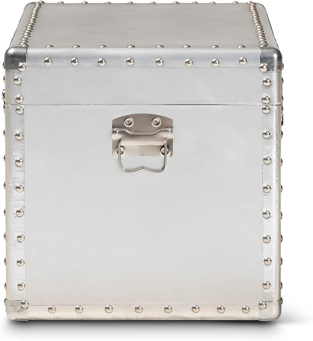 Baxton Studio Serge 13.98-inch High Storage Trunk, Silver