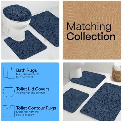 GORILLA GRIP Bathroom Area Rug Sets 2 Piece, Soft Chenille, 30x20 Navy