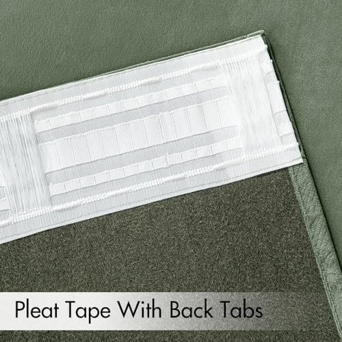 MIULEE Sage Green Velvet Pinch Pleat Blackout Curtains W52 X L96 Inches
