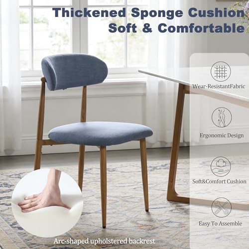 FREKEN Modern Upholstered Dining Chairs Set of 6, Mid-Century Metal Frame wit...