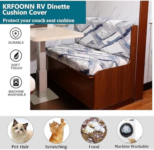 KRFOONN RV Dinette Cushion Covers Stretch Camper Cushions Cover Replacement C...