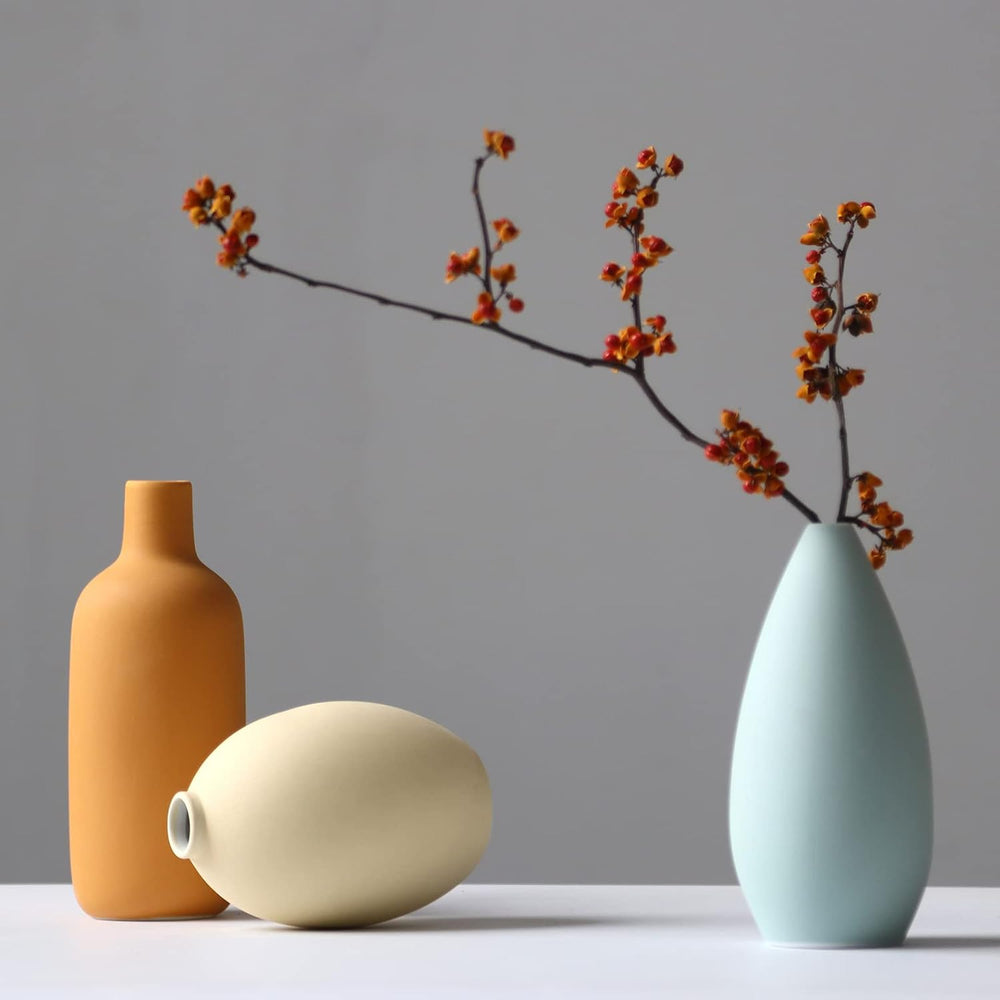 Ceramic Vase Set of 3, Minimalist Flower Vase for Rustic, Modern Farmhouse, L...