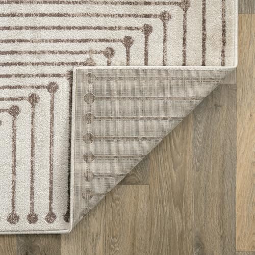 Rugshop Abstract Line Pattern Neutral Decor Area Rug Beige 7' 10" x ...