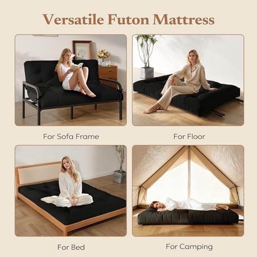 Furnify 6" Futon Mattress Queen Size, Futons Sofa Couch Bed with Straps,...