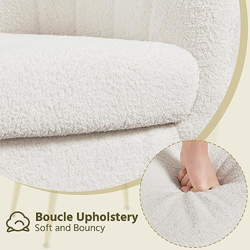 Yaheetech Barrel Accent Chair, Modern Cozy Vanity Chair, Ivory