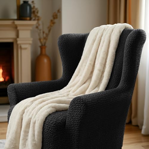 PAULATO BY GA.I.CO. Stretch Wingback Chair Slipcover 1-Piece – Bi-Elastic Win...