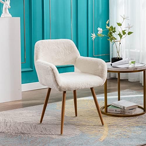 KCC Desk Chair No Wheels Makeup Vanity Chair for Living Room,1PC,White