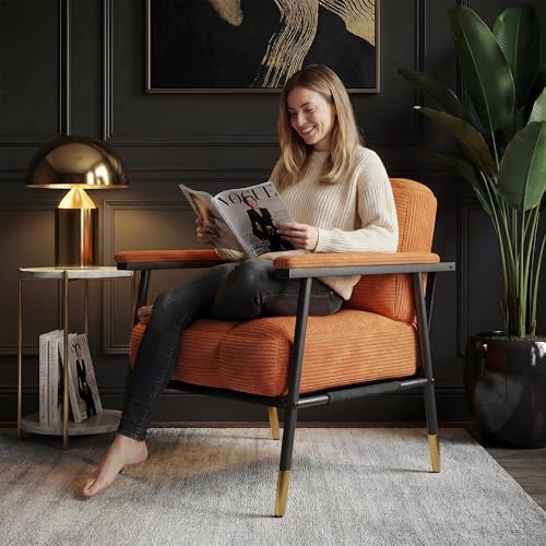 Homkdom Corduroy Accent Chair,Set of 2 Reading Chair for Living Room