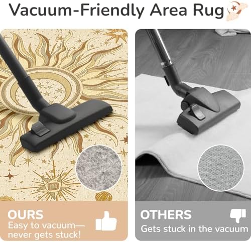 Vacuum-Friendly, 5x7 Washable Area Rug, Beige Camel Brown