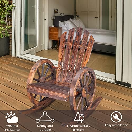Outvita Adirondack Rocking Chair Set of 2, Carbonized Wood Wagon Rocker