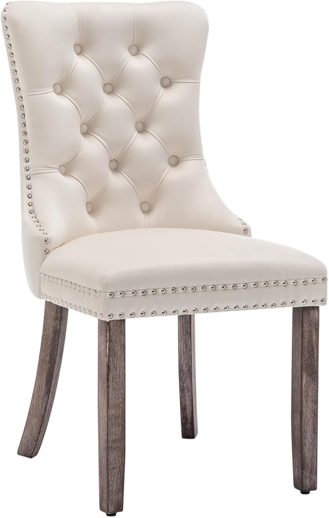 Velvet Dining Chairs Set of 6, Upholstered Dining Room Chairs with Nailhead R...
