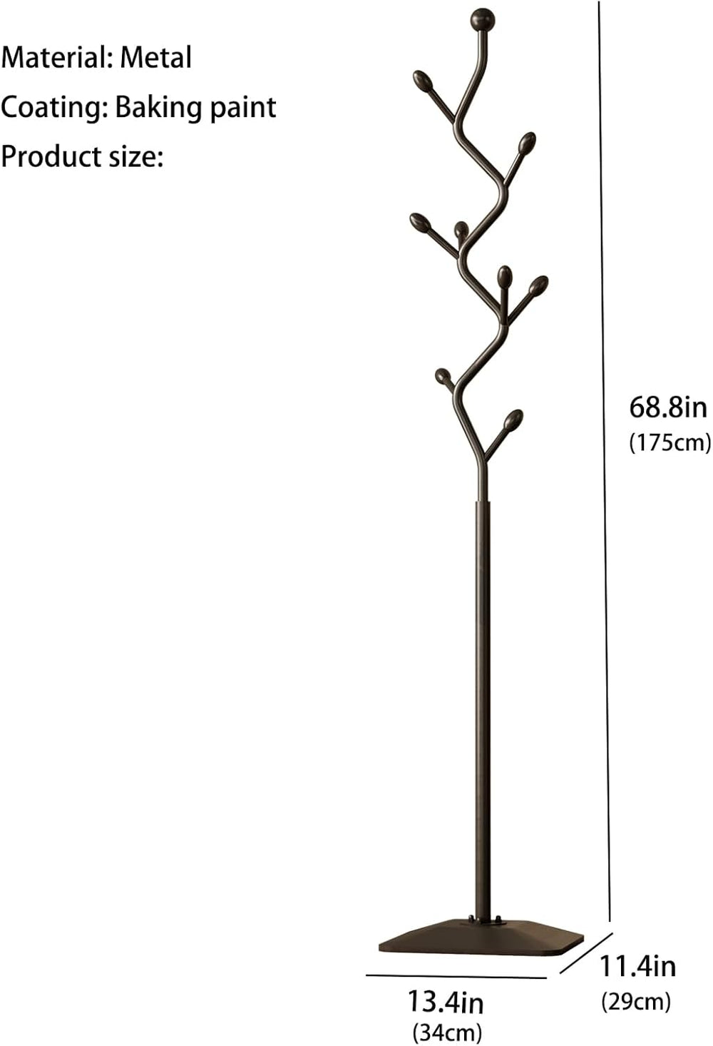 Tree-shaped coat rack stand,Metal coat tree with 8 Hooks and sturdy cast iron...