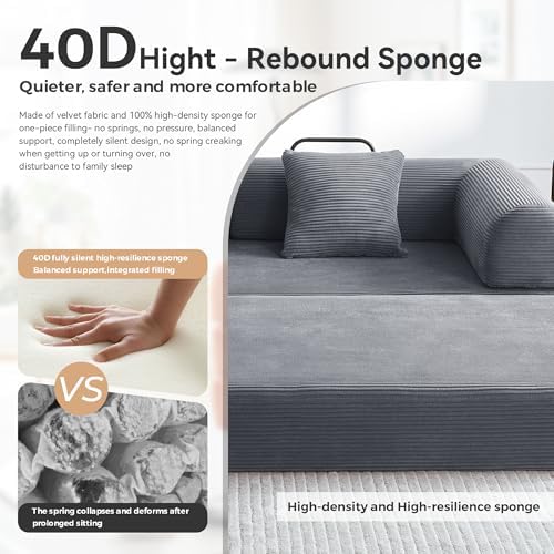 79" Convertible Sofa Bed, Boneless Couch for Living Room (Dark Gray)
