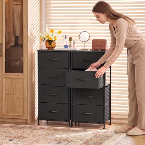 WLIVE Small Dresser Nightstand for Bedroom, 4 Drawers, Charcoal Black