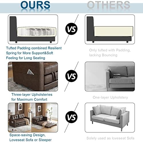 VINGLI Upgraded 64" W 84" L Full Size Futon Sofa Bed, 6" Thick...