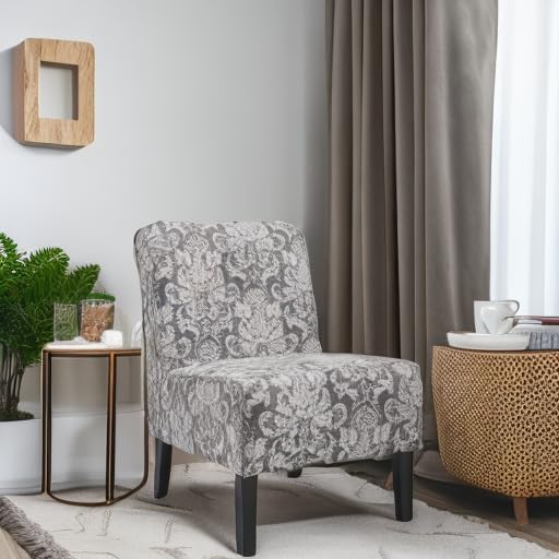 Linon Coco Accent Chair, Gray Damask