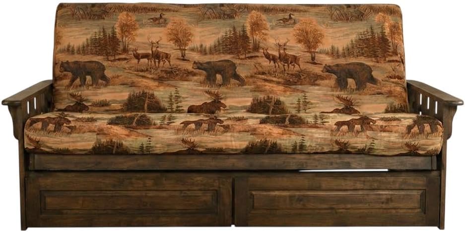 Kodiak Tucson Wood Futon with Mattress Included, Futon Sofa Bed with Storage ...