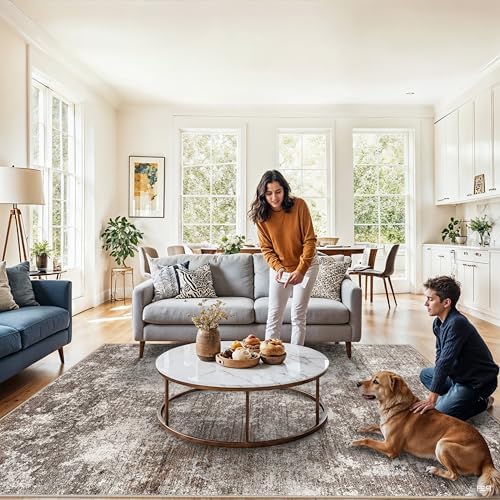 7x7 Area Rug Square Washable – Non-Slip Soft Indoor Carpet for Dining Room Li...