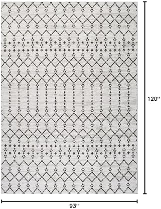 JONATHAN Y Moroccan Geometric Indoor Outdoor Area Rug 8X10 Cream/Black, Ourik...