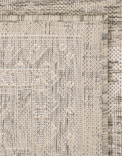Rugs.com - Outdoor Aztec Rug – 6' 1 x 9' Light Gray Indoor/Outdoor Ru...