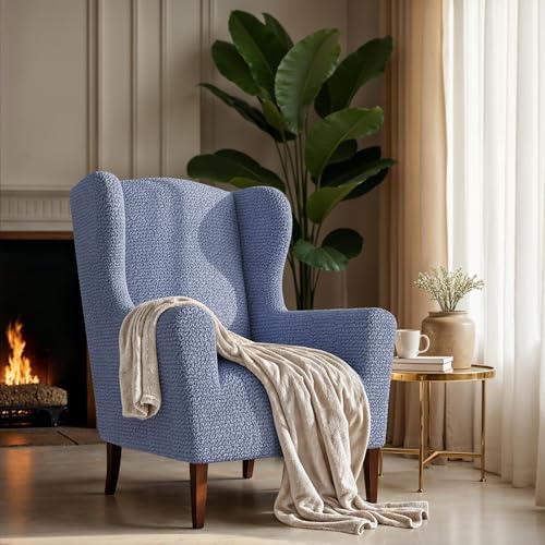 PAULATO BY GA.I.CO. Stretch Wingback Chair Slipcover 1-Piece – Bi-Elastic Win...