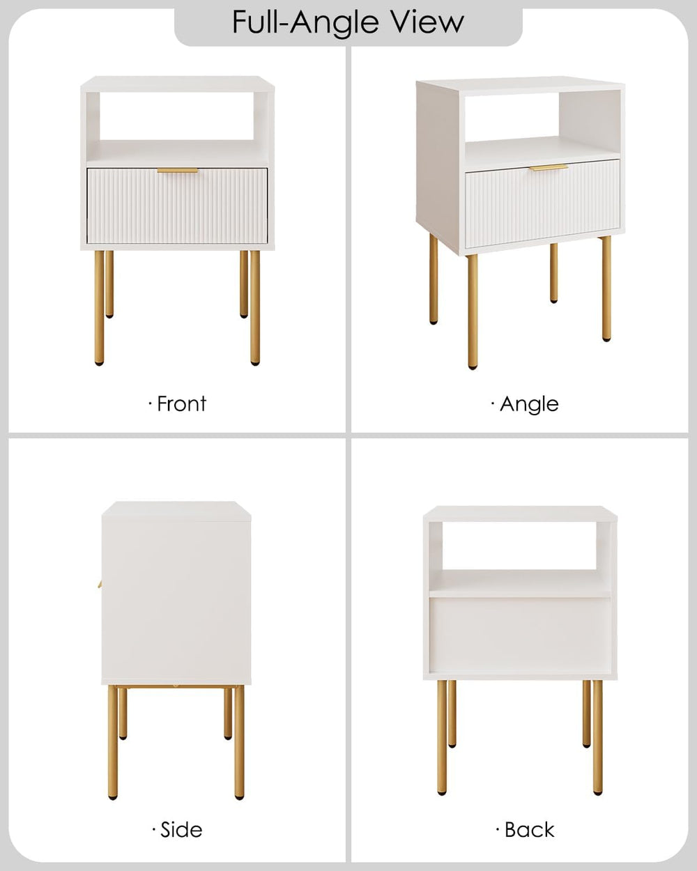 Aienvey Night Stand, Modern Nightstand with Drawers, Bedside Table, Gold Smal...