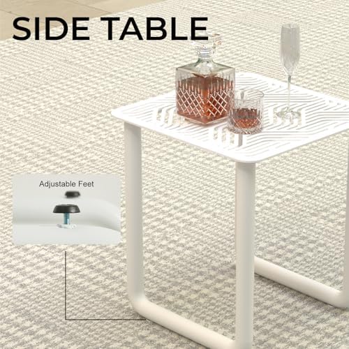 3 Piece Patio Outdoor Aluminum Swivel Rocking Chair with Coffee Table and 6.7...