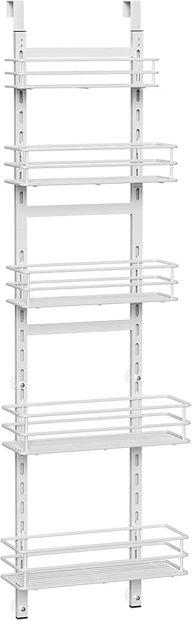 Adjustable 5-Tier Over the Door Pantry Organizer, Spice Rack, Narrow Hanging