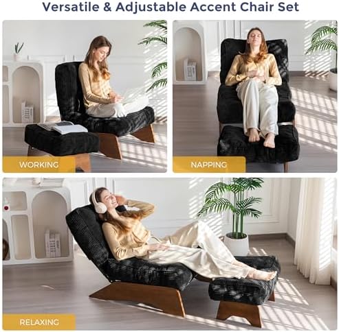MAXYOYO Accent Chair with Ottoman, Lounge Chair with Adjustable Backrest