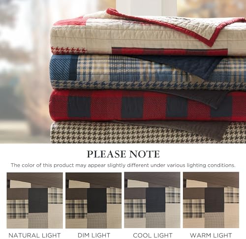 Woolrich Luxury Quilted Throw - Cabin Lifestyle, Patchwork with Moose Design ...