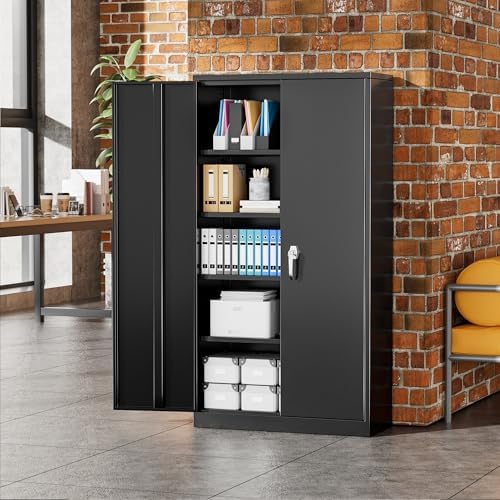 Greenvelly 72" H Metal Storage Cabinet, 36" W x 18" D Black Me...
