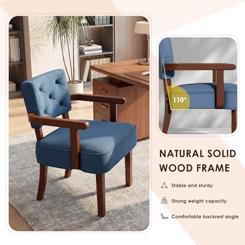 Modern Accent Chair for Bedroom, Mid-Century Arm Chairs with Wood Arms