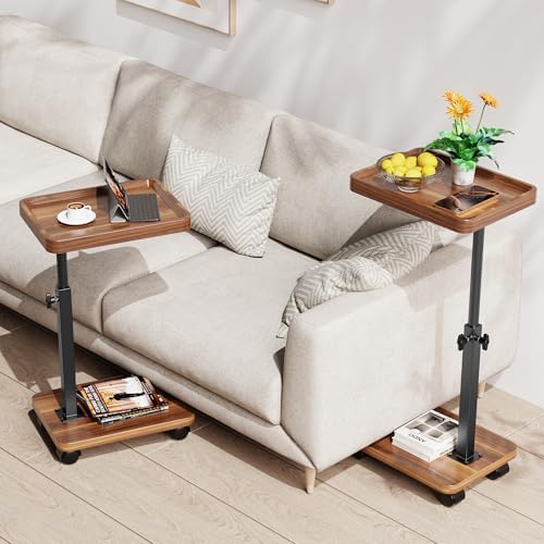 C Table End Table Adjustable Height, 360°Swivel TV Tray Table for Small Space...