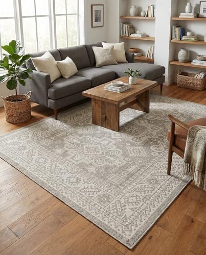 Rugs.com - Outdoor Aztec Rug – 6' 1 x 9' Light Gray Indoor/Outdoor Ru...